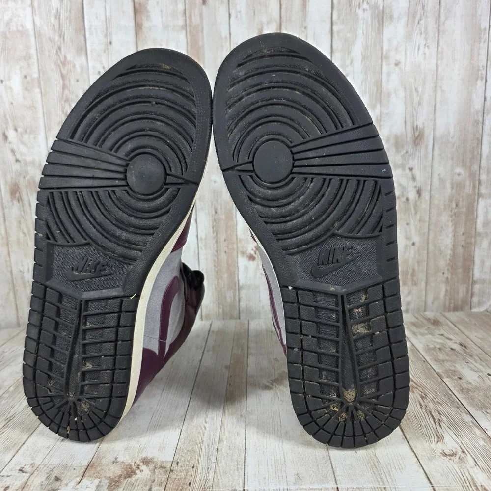 Air Jordan 1 Mid SE Burgundy Grey Men's Basketball Shoes‎ Size 10.5